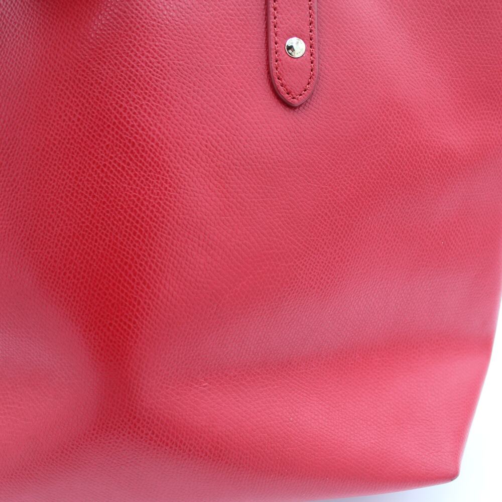 Coach City Tote Red Crossgrain Leather Shoulder Bag Zip Minimalist Preppy - Picture 14 of 14